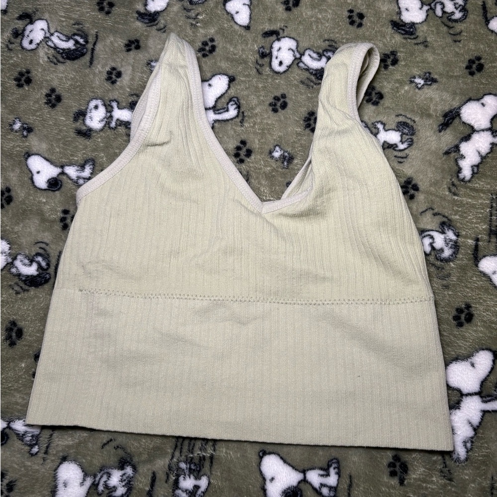 Green Ribbed Tank Top